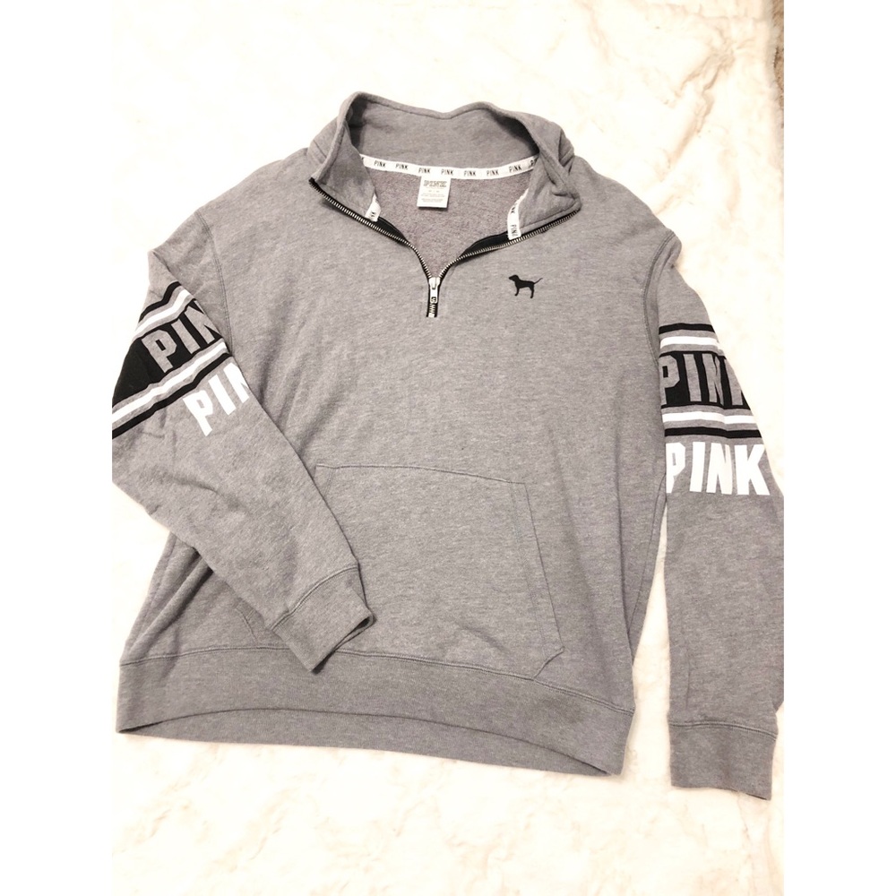 VS Pink 1/4 Zip Crewneck Sweater